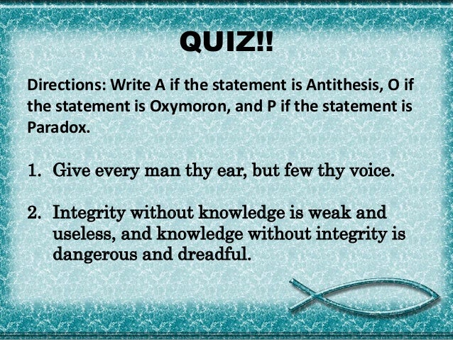 antithesis vs oxymoron